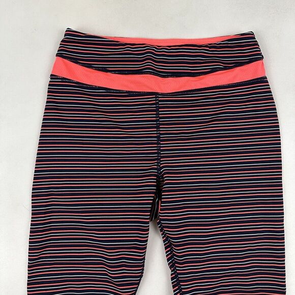 Kyodan Black Coral Striped Cropped Capri Leggings Size S Stretch Zipper Pocket - Picture 3 of 9